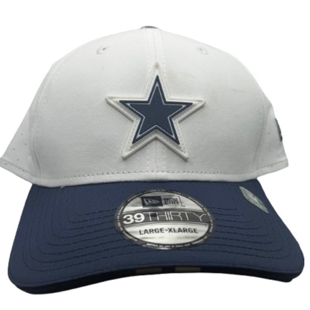 Dallas Cowboys NFL New Era 39THIRTY Hat White Navy Large-XL NWT